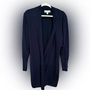Magaschoni Navy Open-Front Long Cardigan – Size L